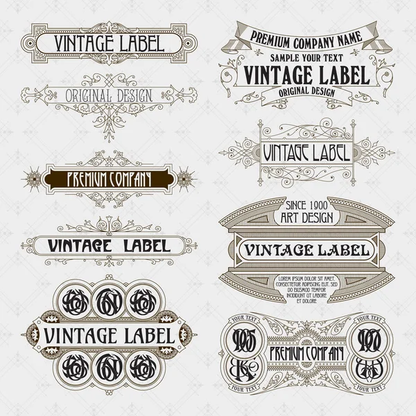 Elementos florales antiguos vintage - cintas, monogramas, rayas, líneas, ángulos, borde, marco, etiqueta, logotipo - vectores — Vector de stock