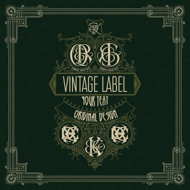 Eski vintage kartı griffin ve çiçek süsleme - vektör