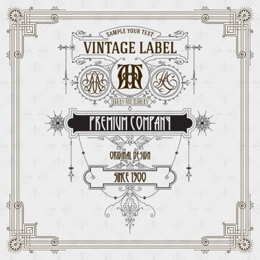 Eski vintage kartı griffin ve çiçek süsleme - vektör