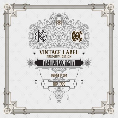 Eski vintage kartı griffin ve çiçek süsleme - vektör