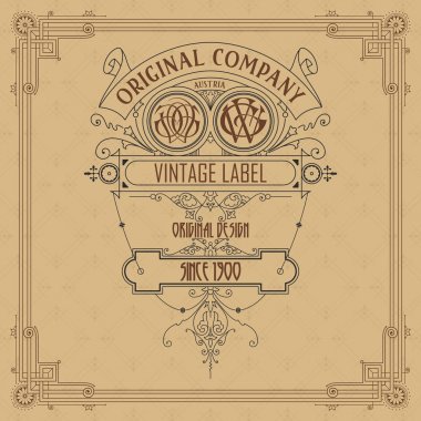 Eski vintage kartı griffin ve çiçek süsleme - vektör