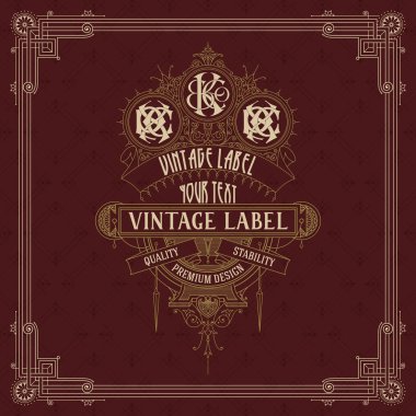 Eski vintage kartı griffin ve çiçek süsleme - vektör