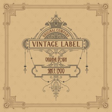 Eski vintage kartı griffin ve çiçek süsleme - vektör