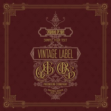 Eski vintage kartı griffin ve çiçek süsleme - vektör