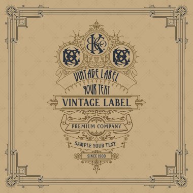 Eski vintage kartı griffin ve çiçek süsleme - vektör