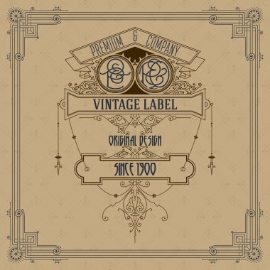 Eski vintage kartı griffin ve çiçek süsleme - vektör