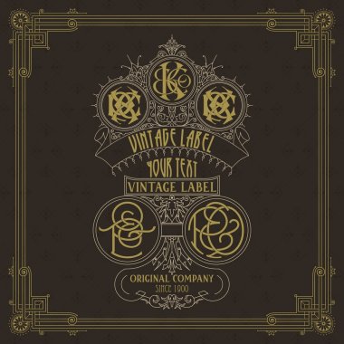 Eski vintage kartı griffin ve çiçek süsleme - vektör