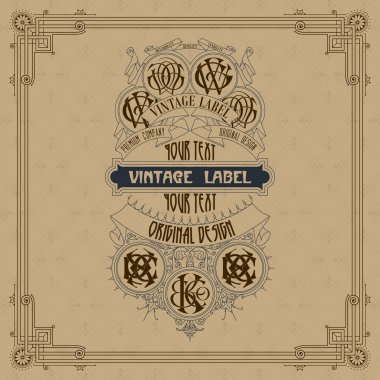 Eski vintage kartı griffin ve çiçek süsleme - vektör