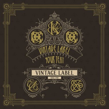 Eski vintage kartı griffin ve çiçek süsleme - vektör