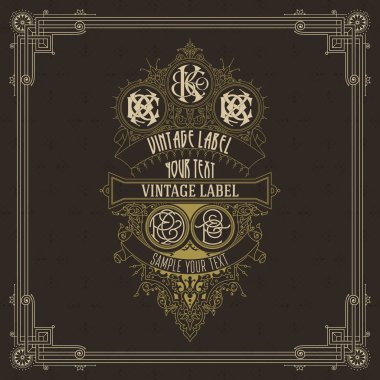 Eski vintage kartı griffin ve çiçek süsleme - vektör