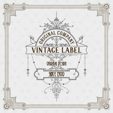 Eski vintage kartı griffin ve çiçek süsleme - vektör