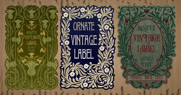 Vektör vintage öğeler: etiket art nouveau — Stok Vektör