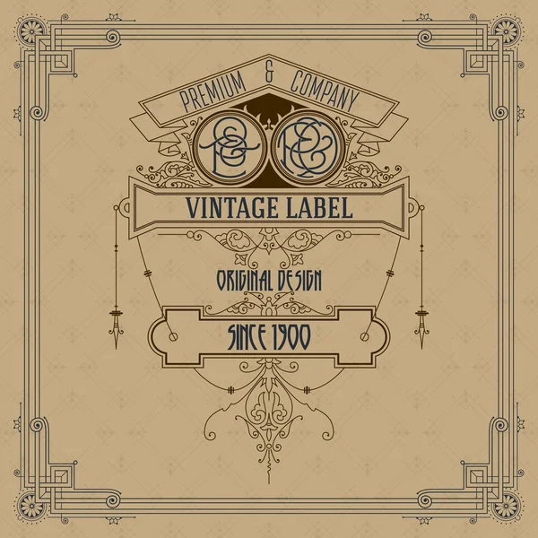 Eski vintage kartı griffin ve çiçek süsleme - vektör