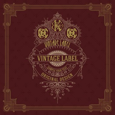 Eski vintage kartı griffin ve çiçek süsleme - vektör