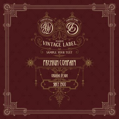 Eski vintage kartı griffin ve çiçek süsleme - vektör