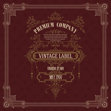 Eski vintage kartı griffin ve çiçek süsleme - vektör