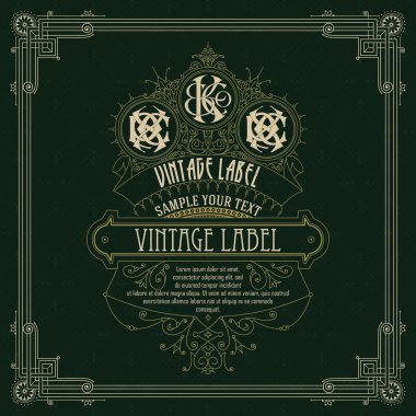 Eski vintage kartı griffin ve çiçek süsleme - vektör