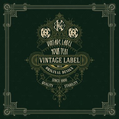 Eski vintage kartı griffin ve çiçek süsleme - vektör