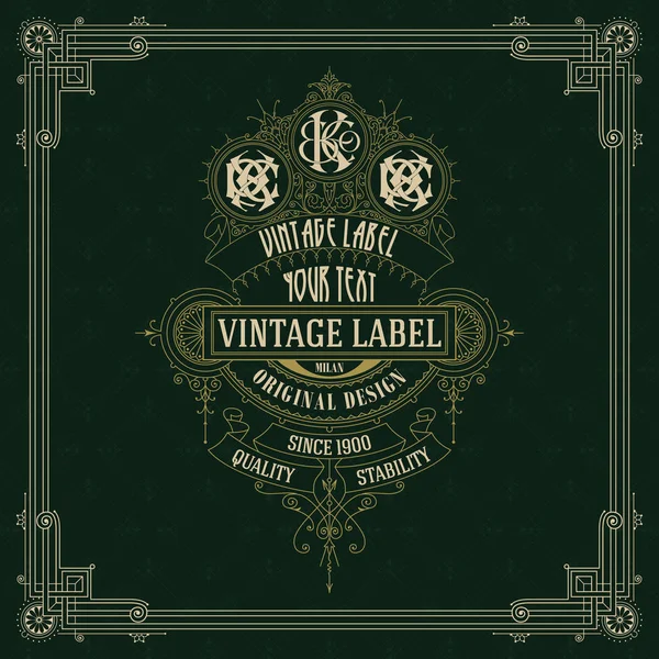 Eski vintage kartı griffin ve çiçek süsleme - vektör