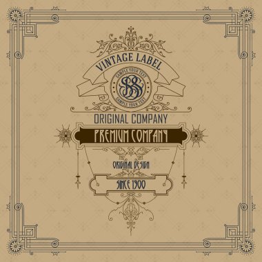 Eski vintage kartı griffin ve çiçek süsleme - vektör