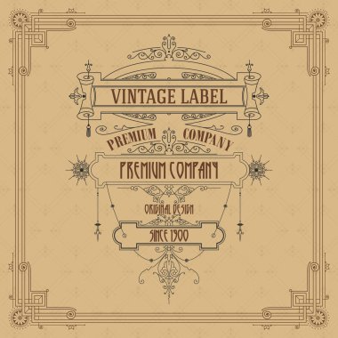 Eski vintage kartı griffin ve çiçek süsleme - vektör