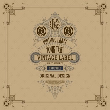 Eski vintage kartı griffin ve çiçek süsleme - vektör