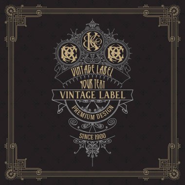 Eski vintage kartı griffin ve çiçek süsleme - vektör