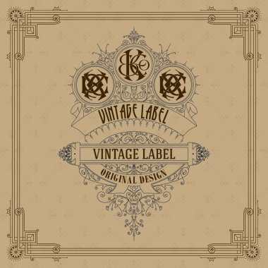 Eski vintage kartı griffin ve çiçek süsleme - vektör