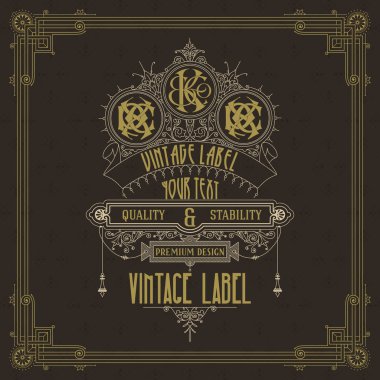 Eski vintage kartı griffin ve çiçek süsleme - vektör