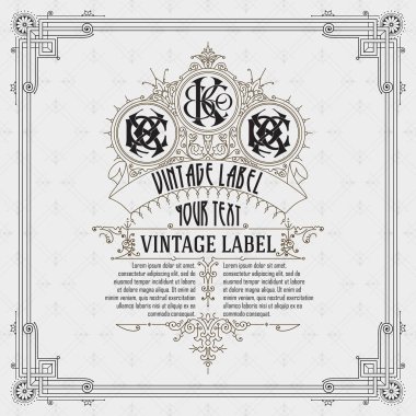 Eski vintage kartı griffin ve çiçek süsleme - vektör