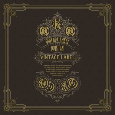 Eski vintage kartı griffin ve çiçek süsleme - vektör