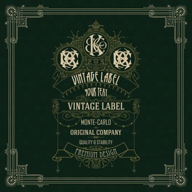 Eski vintage kartı griffin ve çiçek süsleme - vektör