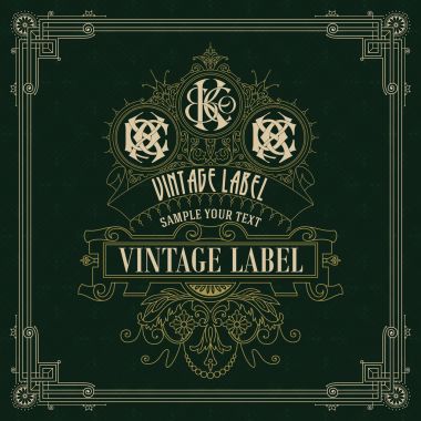 Eski vintage kartı griffin ve çiçek süsleme - vektör