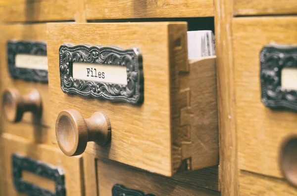 Old wooden archive files catalog drawer. — Stock Photo, Image