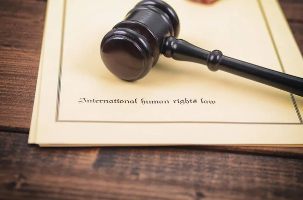 Notary seal, Judge Gavel , International human rights law concept.