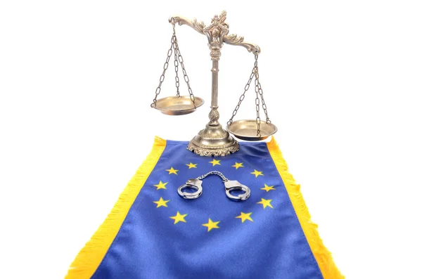 Escalas Justicia Bandera Unión Europea — Foto de Stock