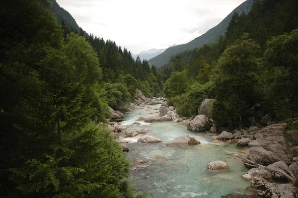 Emerald Green River Soca Slovenia Альпійська Гірська Річка — стокове фото