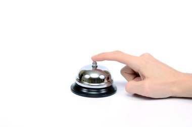 Beyaz arka planda otel halkası, kabul konsepti.