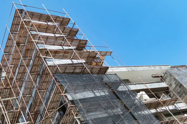 Housing building with scaffolding installed