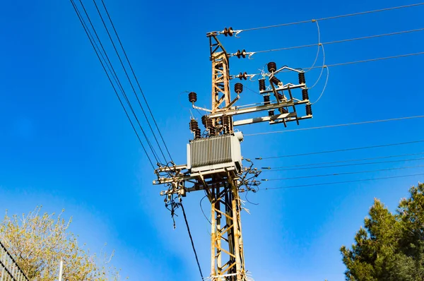 Metallic support of transmission lines — Stock Photo, Image