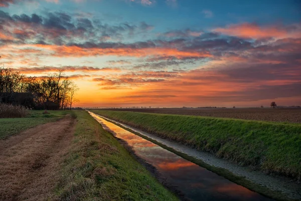 Sunset Time Northern Italy — Stock Photo, Image