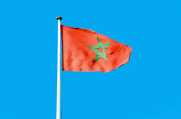 Marokkanische Flagge Auf Blauem Hintergrund — Stockfoto