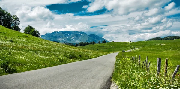 Campo, strada e cielo — Foto Stock