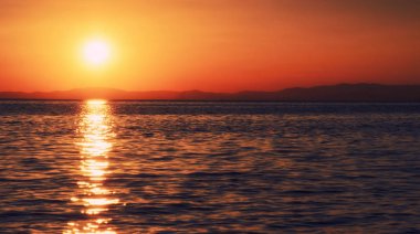 Güzel gün batımı Halkidikya, Athos, Yunanistan