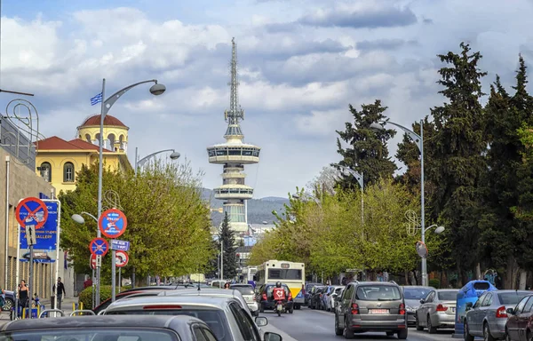 Θεσσαλονίκη, Ελλάδα - 26 Μαρτίου 2017: Πύργος του ΟΤΕ είναι μια 76-μέτρο-ta — Φωτογραφία Αρχείου