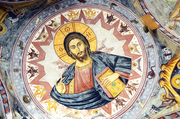 O afresco de Jesus Cristo no Mosteiro do Monte Atos — Fotografia de Stock