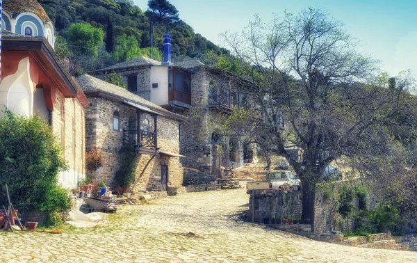 Dochiariou kolostor, Athos-félszigeten, Athos-hegy, Chalkidiki-félsziget, — Stock Fotó