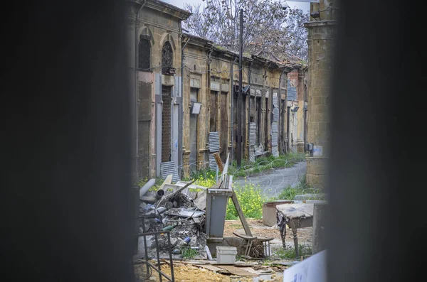 VN-bufferzone (groene lijn) in Cyprus in Nicosia. — Stockfoto