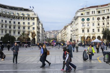 Thessaloniki, Yunanistan - 26 Mart: Aristotelous Square Mart 26