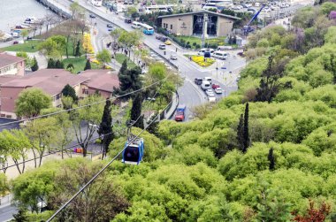 Istanbul, Türkiye - 10 Nisan: Cable car Pierre Loti Tepesi Istanbul, Türkiye 10 Nisan 2014'için.